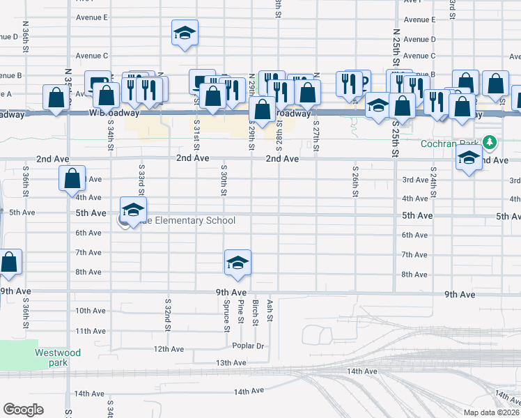 map of restaurants, bars, coffee shops, grocery stores, and more near 2830 5th Avenue in Council Bluffs