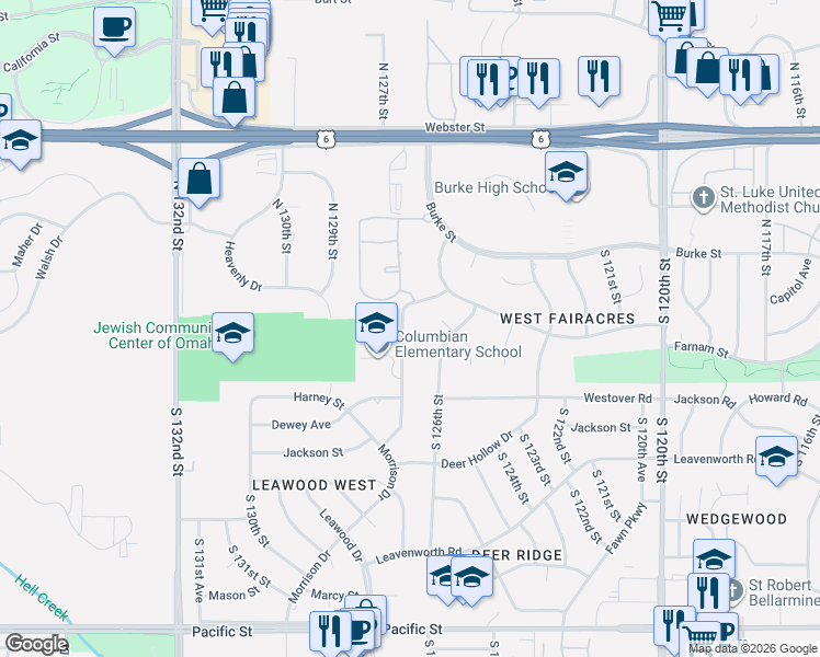 map of restaurants, bars, coffee shops, grocery stores, and more near 317 Farnam Street in Omaha