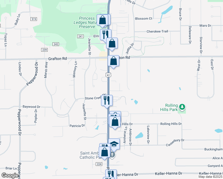 map of restaurants, bars, coffee shops, grocery stores, and more near 4303 Alpine Hill Court in Brunswick
