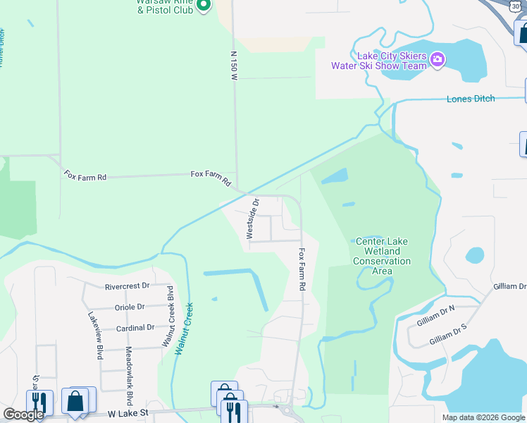 map of restaurants, bars, coffee shops, grocery stores, and more near 806 Northside Drive in Warsaw