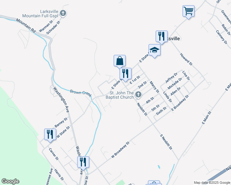 map of restaurants, bars, coffee shops, grocery stores, and more near 52 W 1st St in Plymouth