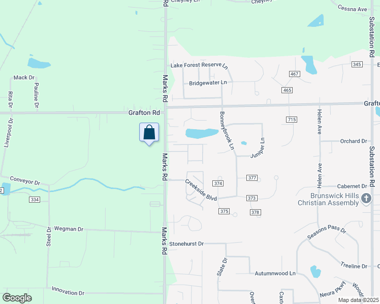 map of restaurants, bars, coffee shops, grocery stores, and more near 625 Marks Road in Brunswick