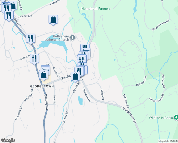 map of restaurants, bars, coffee shops, grocery stores, and more near 35 Highland Avenue in Redding