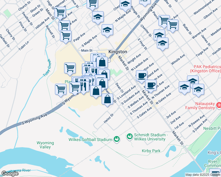 map of restaurants, bars, coffee shops, grocery stores, and more near 98 South Landon Avenue in Kingston