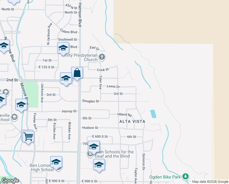 map of restaurants, bars, coffee shops, grocery stores, and more near 1365 3rd Street in Ogden