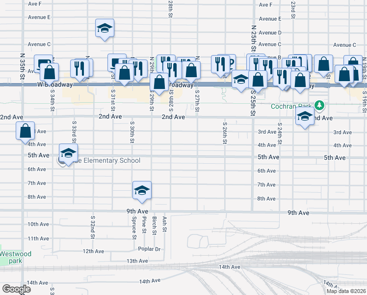 map of restaurants, bars, coffee shops, grocery stores, and more near 2718 5th Avenue in Council Bluffs
