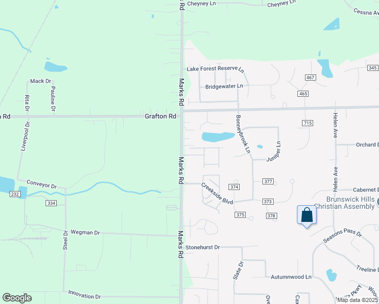 map of restaurants, bars, coffee shops, grocery stores, and more near 631 Marks Road in Brunswick