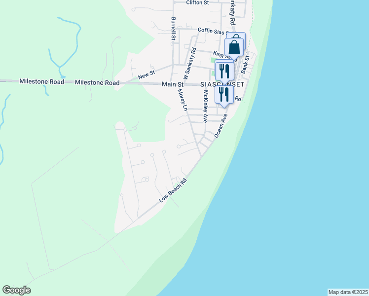 map of restaurants, bars, coffee shops, grocery stores, and more near 2 Underhill Lane in Nantucket