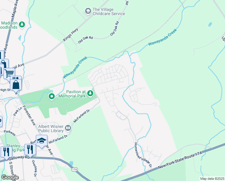 map of restaurants, bars, coffee shops, grocery stores, and more near 136 Village Green Court in Warwick