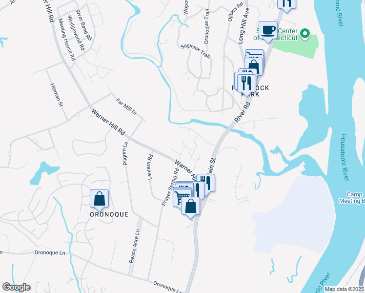 map of restaurants, bars, coffee shops, grocery stores, and more near 426 Spruce Lane in Stratford