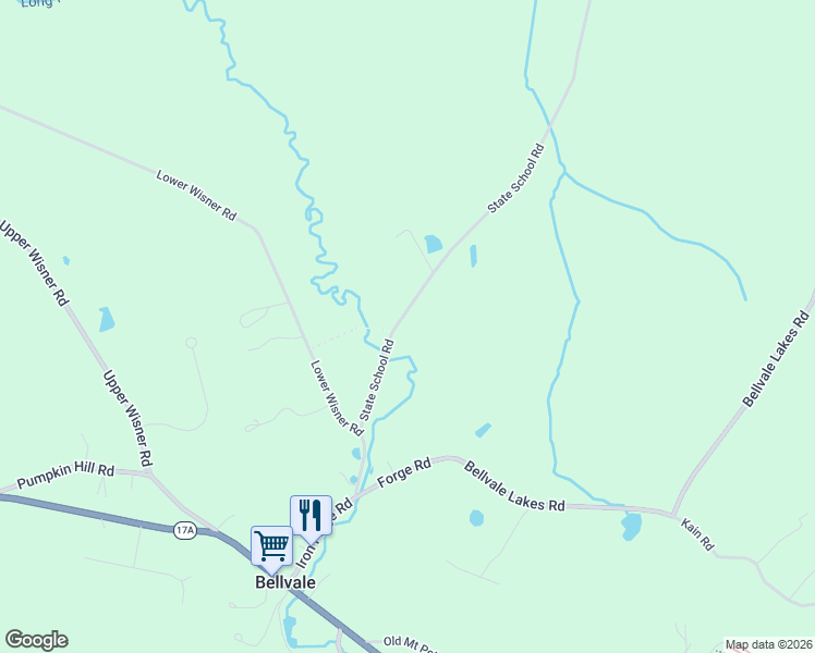 map of restaurants, bars, coffee shops, grocery stores, and more near 16 State School Road in Warwick