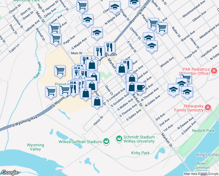 map of restaurants, bars, coffee shops, grocery stores, and more near 57 South Atherton Avenue in Kingston