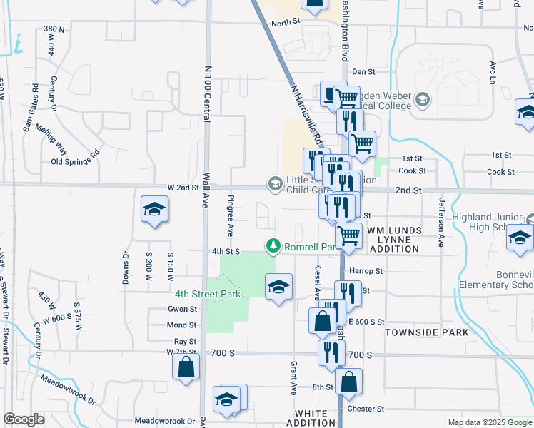 map of restaurants, bars, coffee shops, grocery stores, and more near 20C Childs Avenue in Ogden