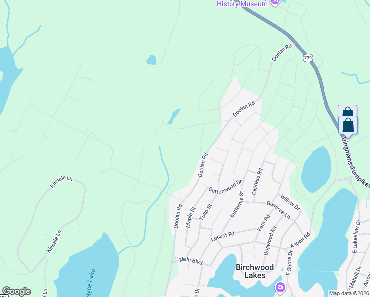 map of restaurants, bars, coffee shops, grocery stores, and more near Oak Ridge in Dingmans Ferry
