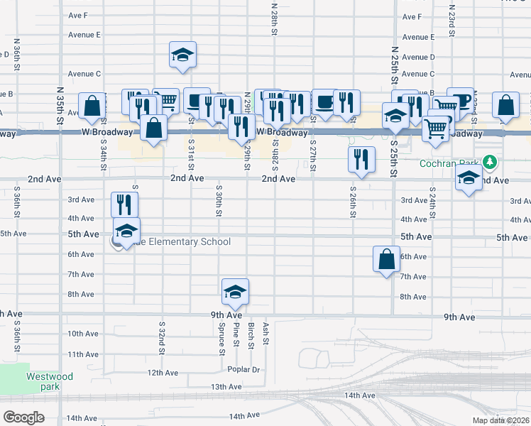 map of restaurants, bars, coffee shops, grocery stores, and more near 2756 3rd Avenue in Council Bluffs
