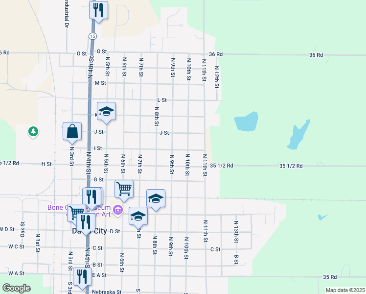map of restaurants, bars, coffee shops, grocery stores, and more near 979 North 10th Street in David City