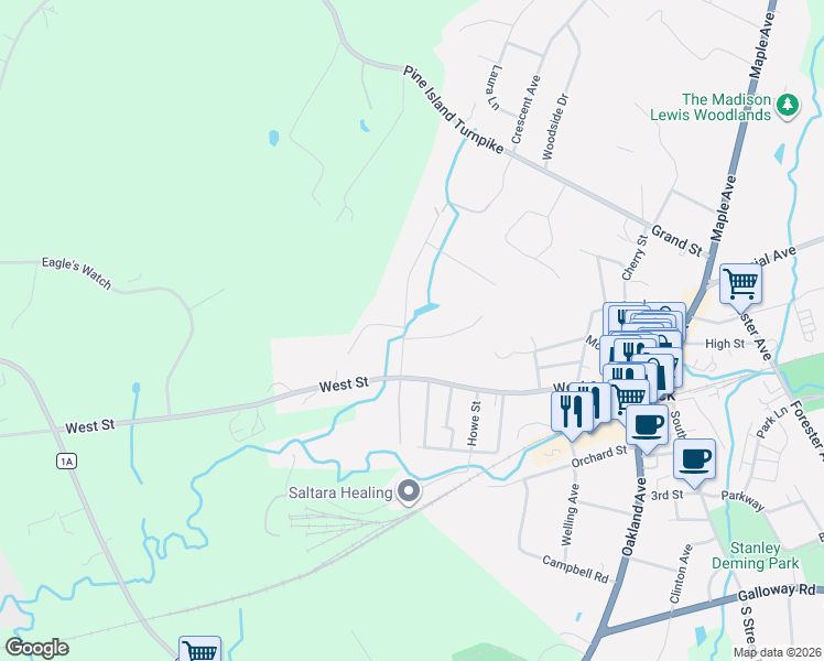 map of restaurants, bars, coffee shops, grocery stores, and more near 12 Pond Hill Avenue in Warwick