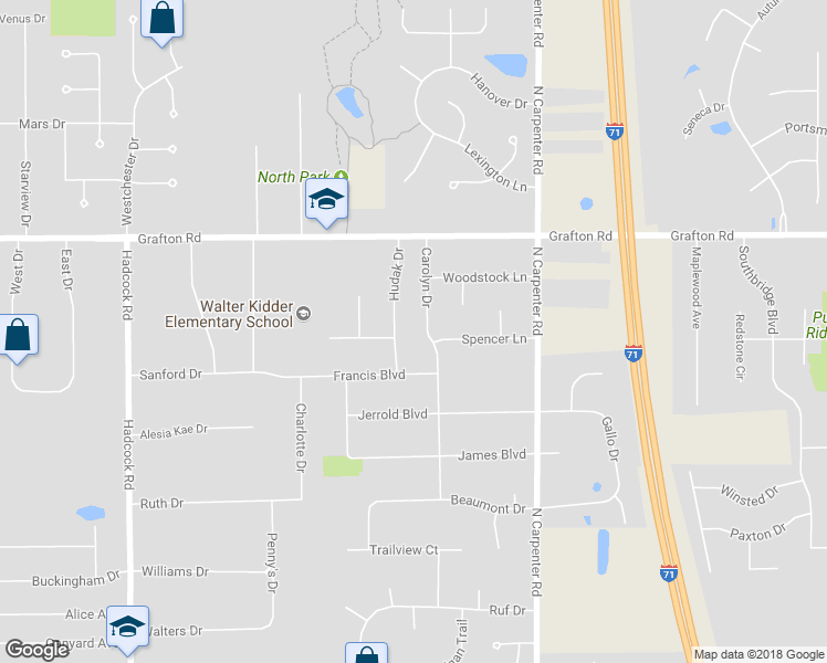 map of restaurants, bars, coffee shops, grocery stores, and more near 644 Carolyn Drive in Brunswick