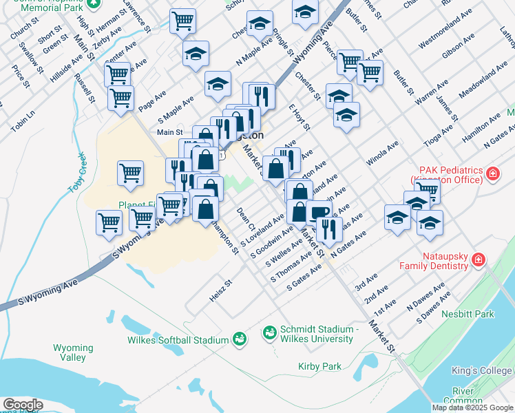 map of restaurants, bars, coffee shops, grocery stores, and more near 57 South Atherton Avenue in Kingston