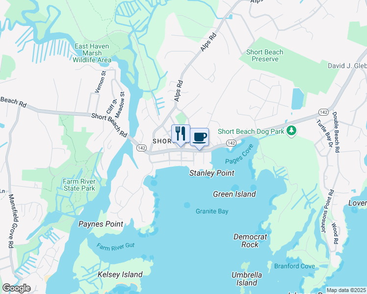 map of restaurants, bars, coffee shops, grocery stores, and more near in Branford