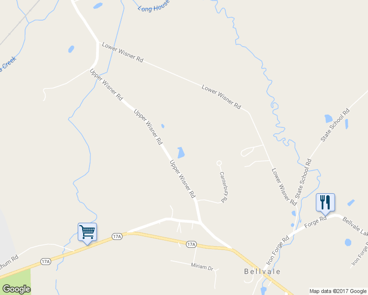 map of restaurants, bars, coffee shops, grocery stores, and more near 101 Upper Wisner Road in Warwick