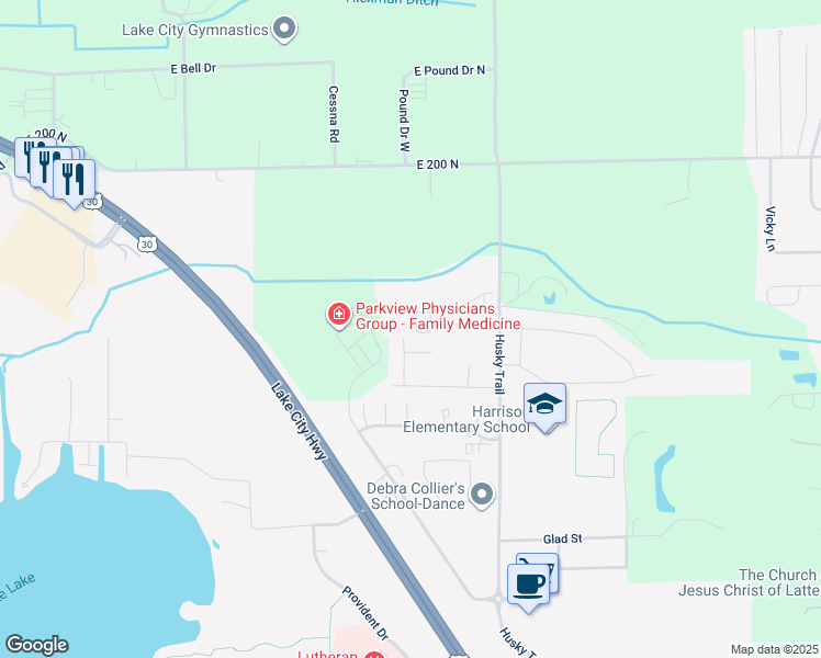 map of restaurants, bars, coffee shops, grocery stores, and more near 322 Rattington Circle in Warsaw