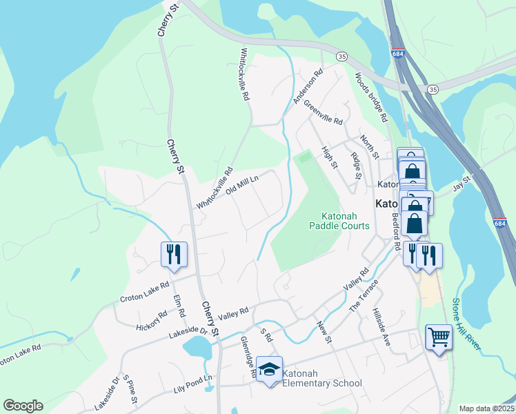 map of restaurants, bars, coffee shops, grocery stores, and more near 16 Rockledge Road in Katonah