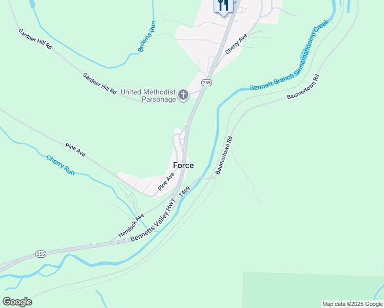 map of restaurants, bars, coffee shops, grocery stores, and more near 17764 Bennetts Valley Highway in Weedville