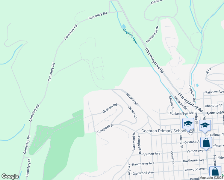 map of restaurants, bars, coffee shops, grocery stores, and more near 1799 James Road in Williamsport