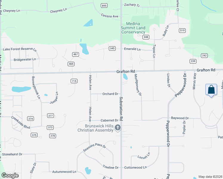 map of restaurants, bars, coffee shops, grocery stores, and more near 4905 Orchard Drive in Brunswick