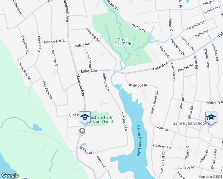 map of restaurants, bars, coffee shops, grocery stores, and more near 178 Driftwood Lane in Trumbull