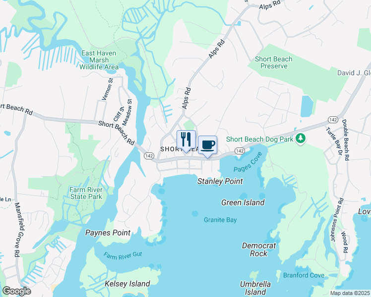 map of restaurants, bars, coffee shops, grocery stores, and more near in Branford