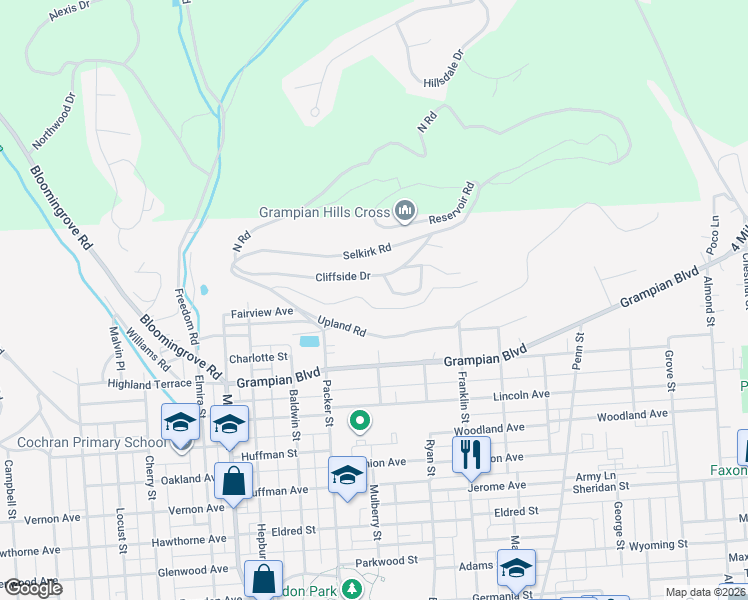 map of restaurants, bars, coffee shops, grocery stores, and more near in Williamsport