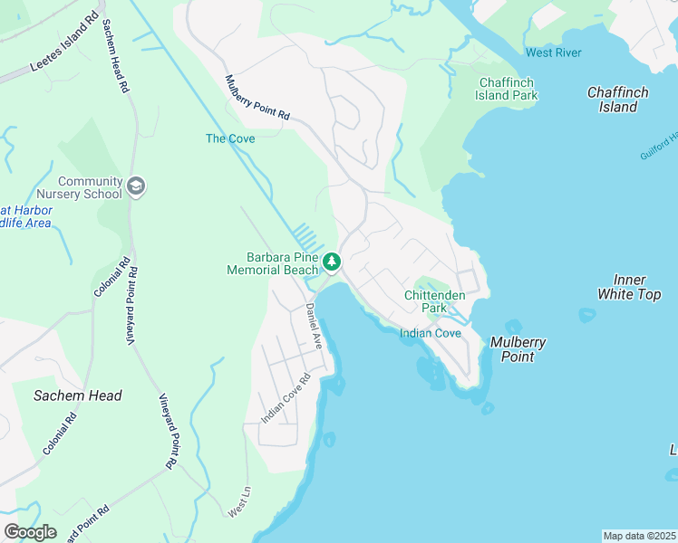 map of restaurants, bars, coffee shops, grocery stores, and more near 595 Mulberry Point Road in Guilford