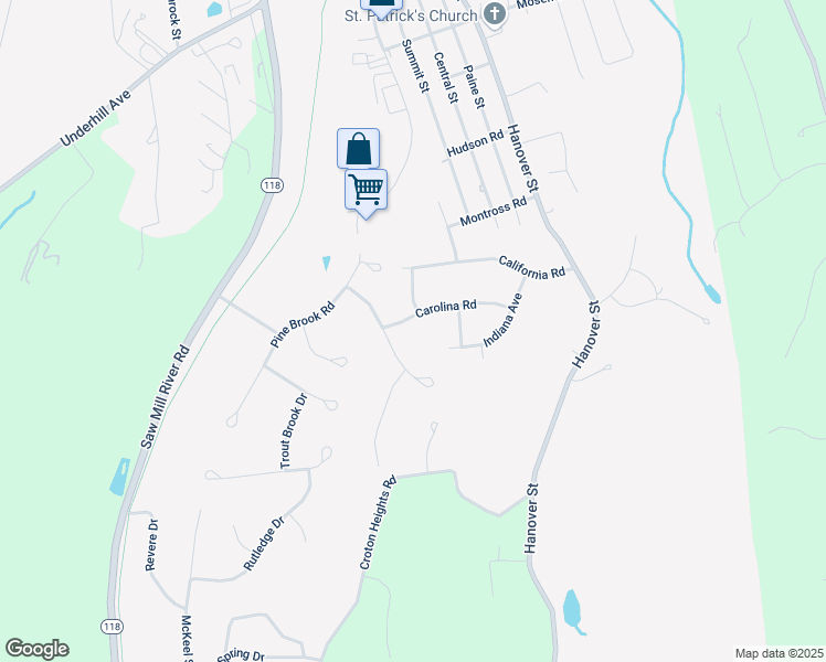 map of restaurants, bars, coffee shops, grocery stores, and more near 267 Carolina Road in Yorktown Heights