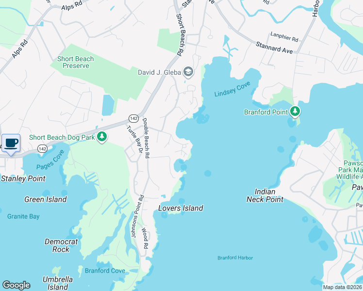 map of restaurants, bars, coffee shops, grocery stores, and more near 7 Lanphiers Cove Camp in Branford
