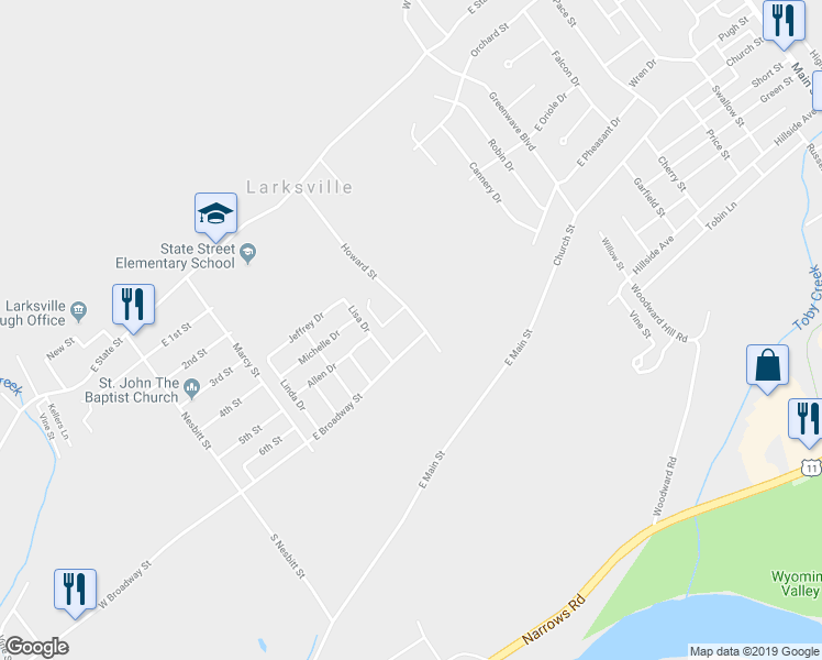 map of restaurants, bars, coffee shops, grocery stores, and more near 236 Howard Street in Kingston