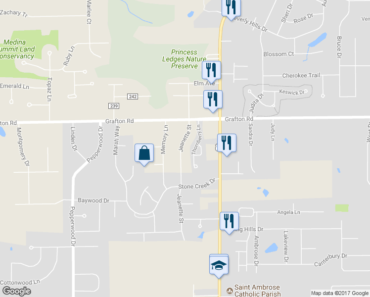 map of restaurants, bars, coffee shops, grocery stores, and more near 597 Jeanette Street in Brunswick