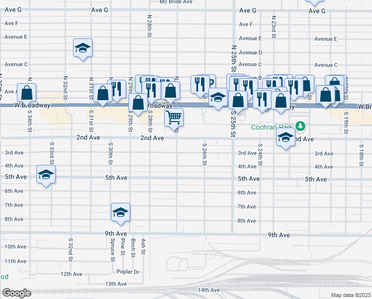 map of restaurants, bars, coffee shops, grocery stores, and more near 2642 3rd Avenue in Council Bluffs