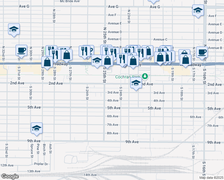 map of restaurants, bars, coffee shops, grocery stores, and more near 2444 3rd Avenue in Council Bluffs