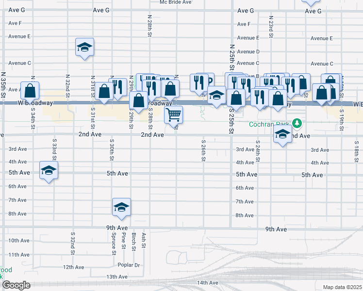 map of restaurants, bars, coffee shops, grocery stores, and more near 2642 3rd Avenue in Council Bluffs