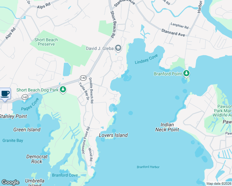 map of restaurants, bars, coffee shops, grocery stores, and more near 7 Lanphiers Cove Camp in Branford