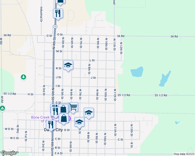 map of restaurants, bars, coffee shops, grocery stores, and more near 899 J Street in David City