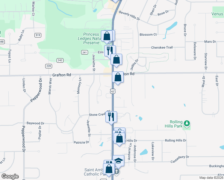 map of restaurants, bars, coffee shops, grocery stores, and more near 590 Pearl Rd in Brunswick