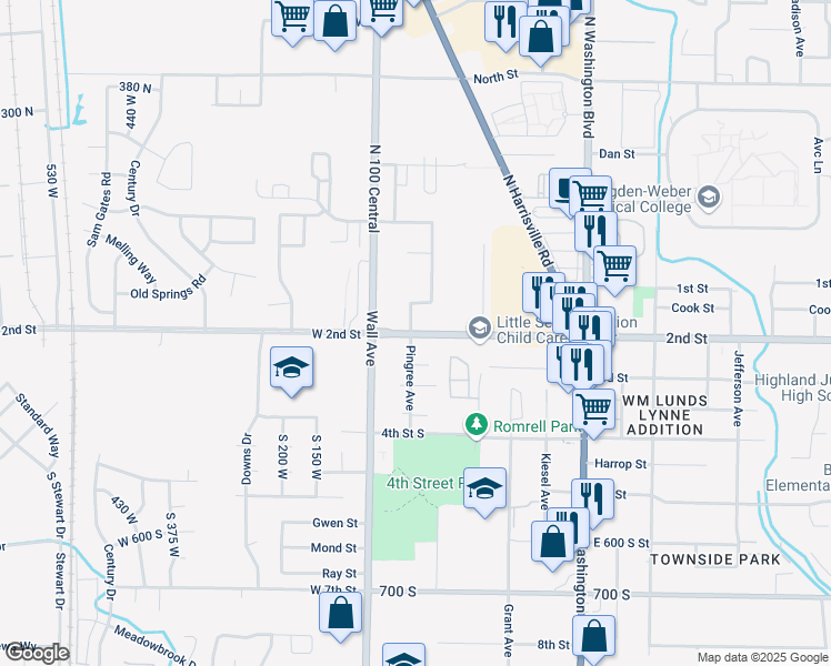 map of restaurants, bars, coffee shops, grocery stores, and more near 149 2nd Street in Ogden