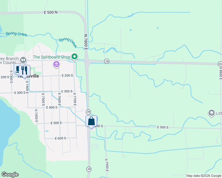 map of restaurants, bars, coffee shops, grocery stores, and more near 322 South 7900 East in Huntsville