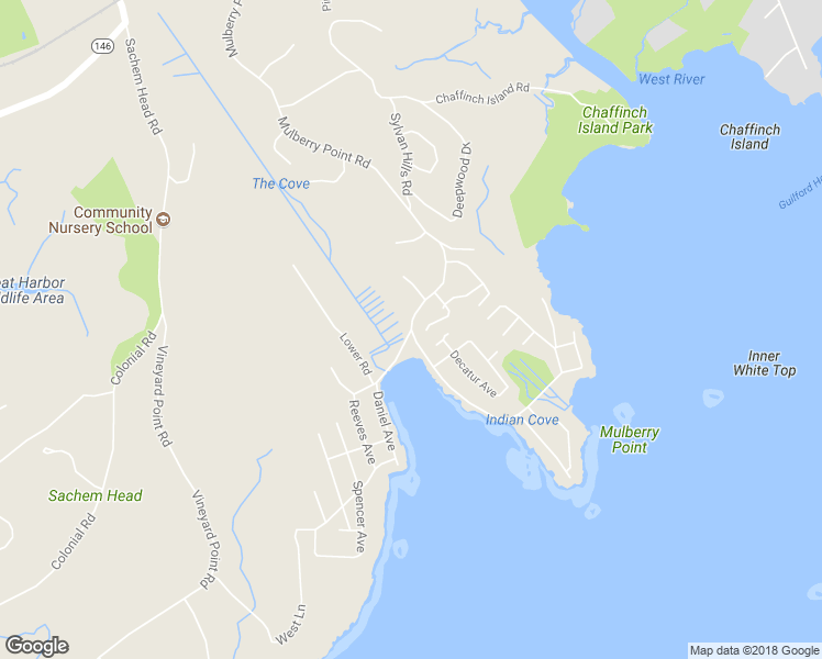map of restaurants, bars, coffee shops, grocery stores, and more near Mulberry Point Road & Daniel Avenue in Guilford