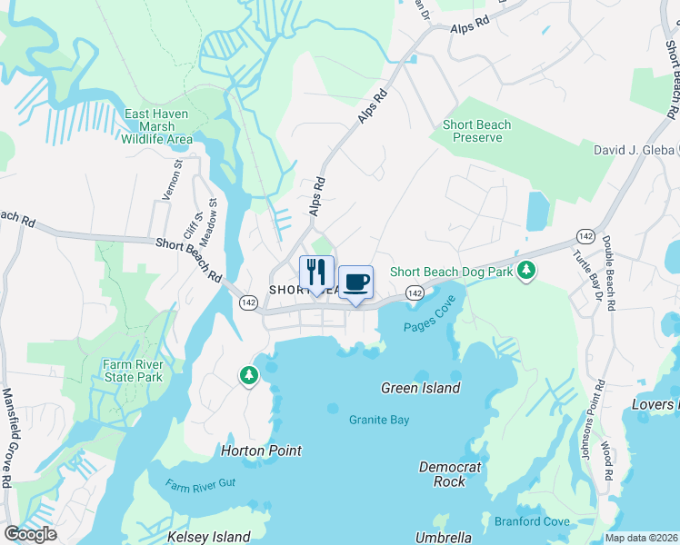 map of restaurants, bars, coffee shops, grocery stores, and more near in Branford