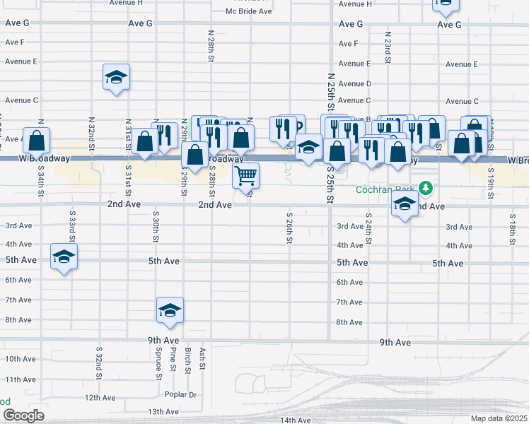 map of restaurants, bars, coffee shops, grocery stores, and more near 2642 3rd Avenue in Council Bluffs