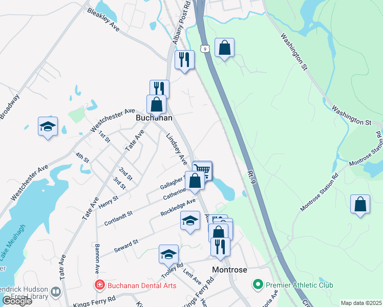 map of restaurants, bars, coffee shops, grocery stores, and more near 229 Sunnyside Avenue in Buchanan